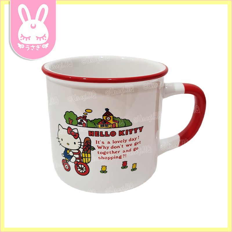 Hello Kitty Classic Enamel-style Ceramic Coffee Mug | White