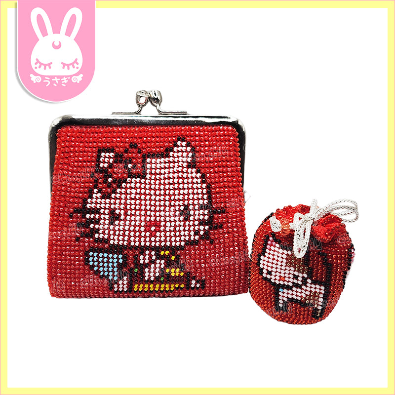 Hello Kitty Classic Shiny Beaded Coin Purse with Charm