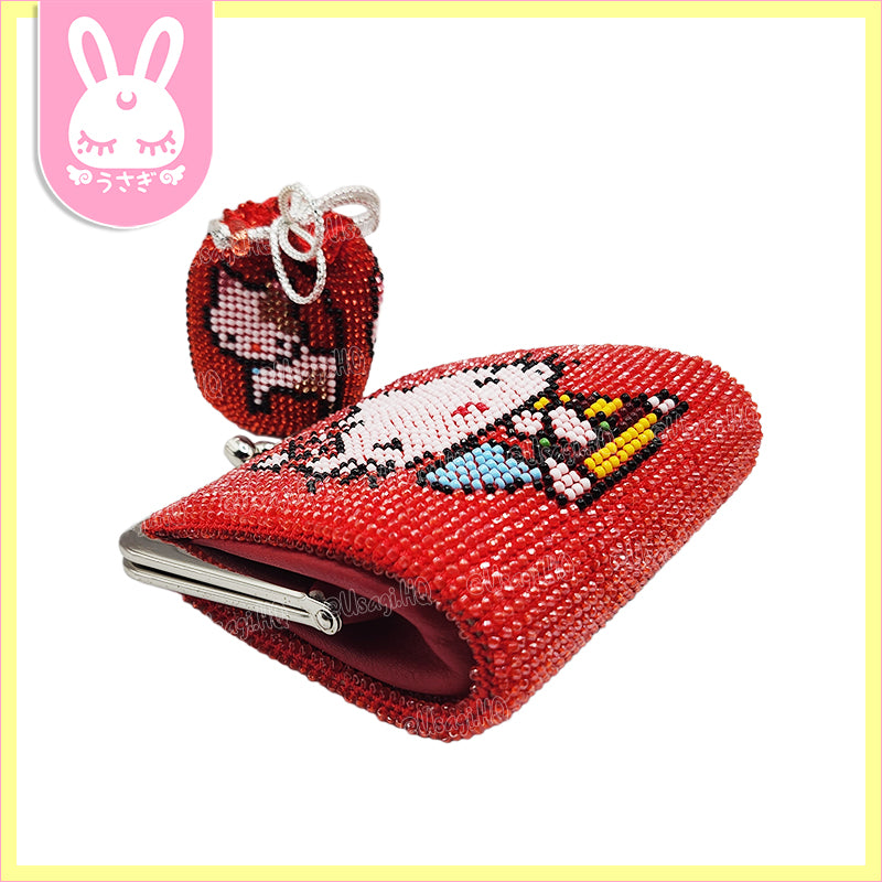 Hello Kitty Classic Shiny Beaded Coin Purse with Charm