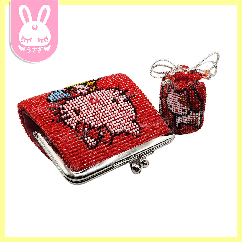 Hello Kitty Classic Shiny Beaded Coin Purse with Charm