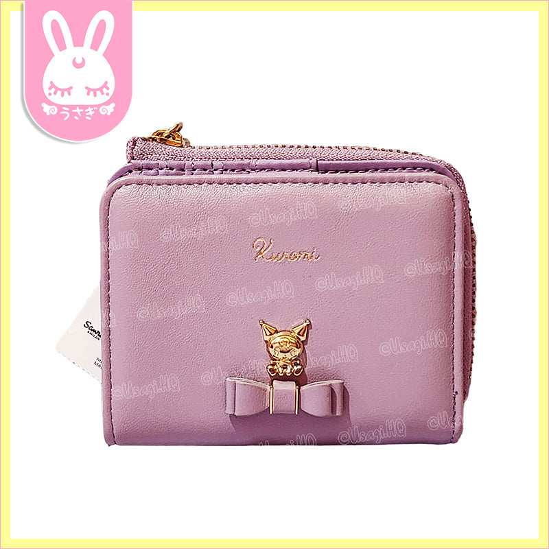 Kuromi Classy Lavender Bow Tri-Fold Luxury Wallet