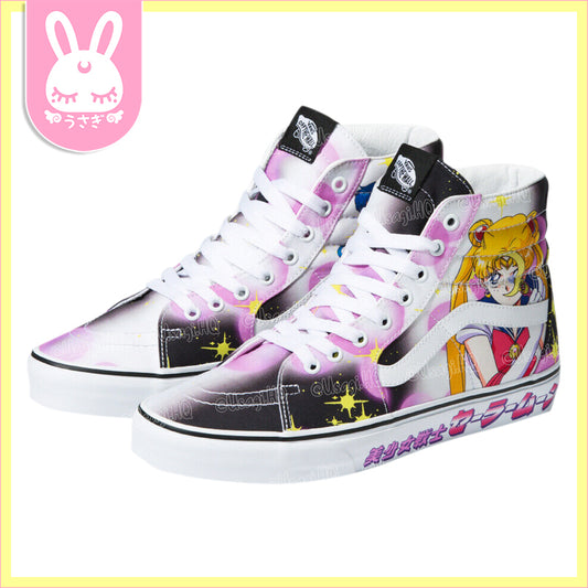 Sailor Moon x VANS Black/Pink Glow-in-the-Dark SK8-HI Sneakers | MN US7 / WM US8.5