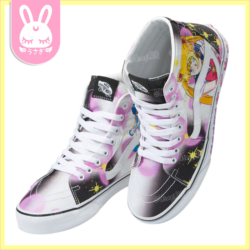 Sailor Moon x VANS Black/Pink Glow-in-the-Dark SK8-HI Sneakers | MN US7 / WM US8.5